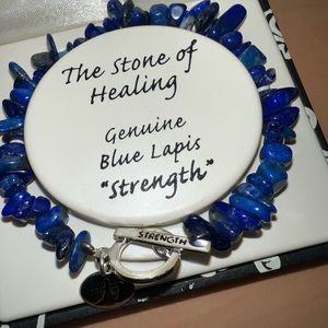 Genuine Blue Lapis (Strength) sterling silver bracelet